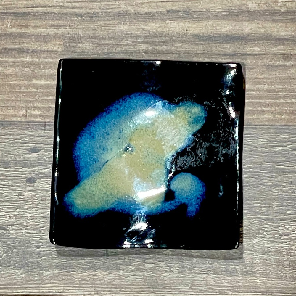- Handmade studio art splatter glaze earthenware trinket, spoon, sushi dish